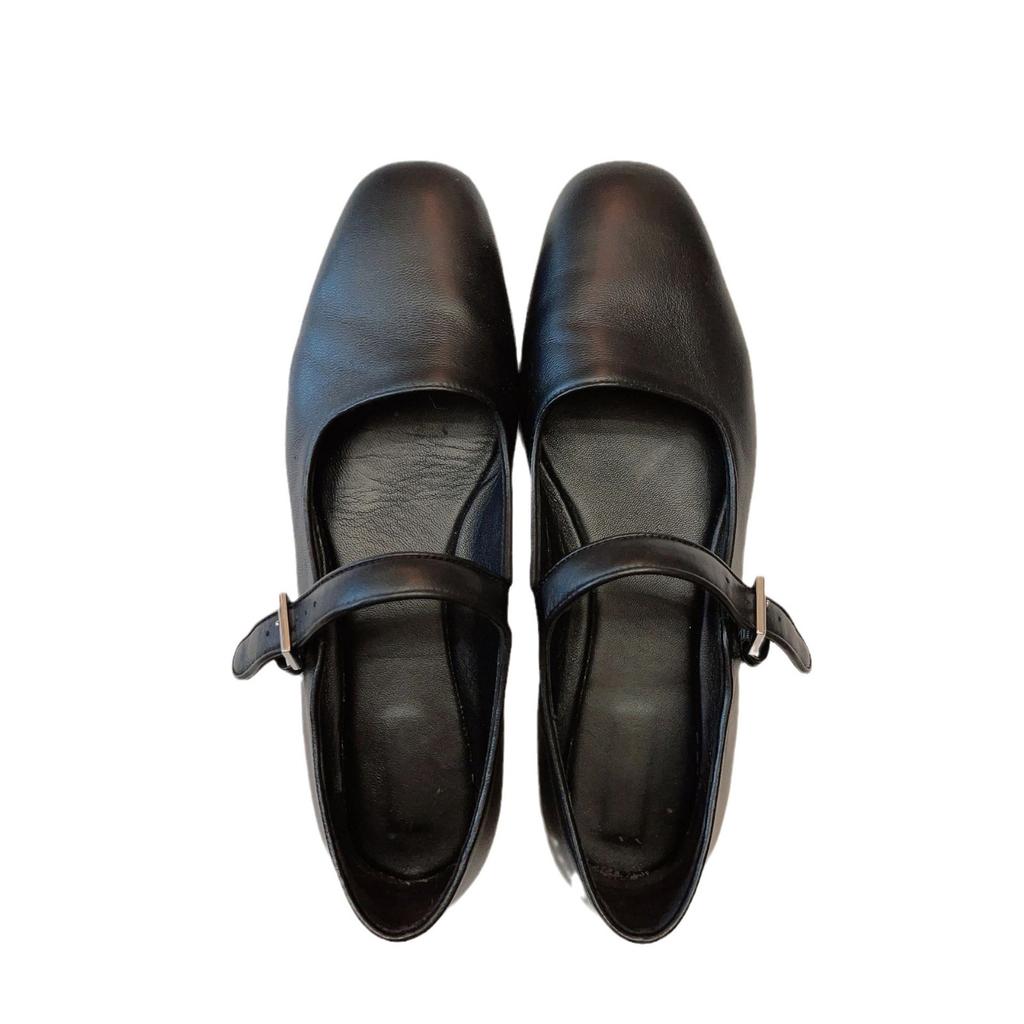 Grape mother has the same soft-soled soft-leather Mary Jane single shoes women's shoes with one-word buckle belt, shallow-mouth flat shoes, small leat