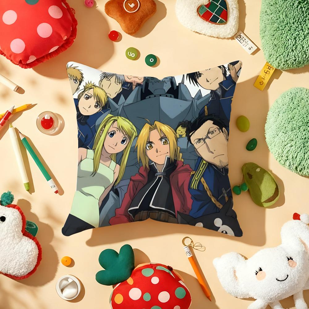 Cushion Cover Plush Fabric Soft DoubleSided Printed Sofa Warm Winter Home Gift Pillow Cover FFullmetal AAlchemist Anime