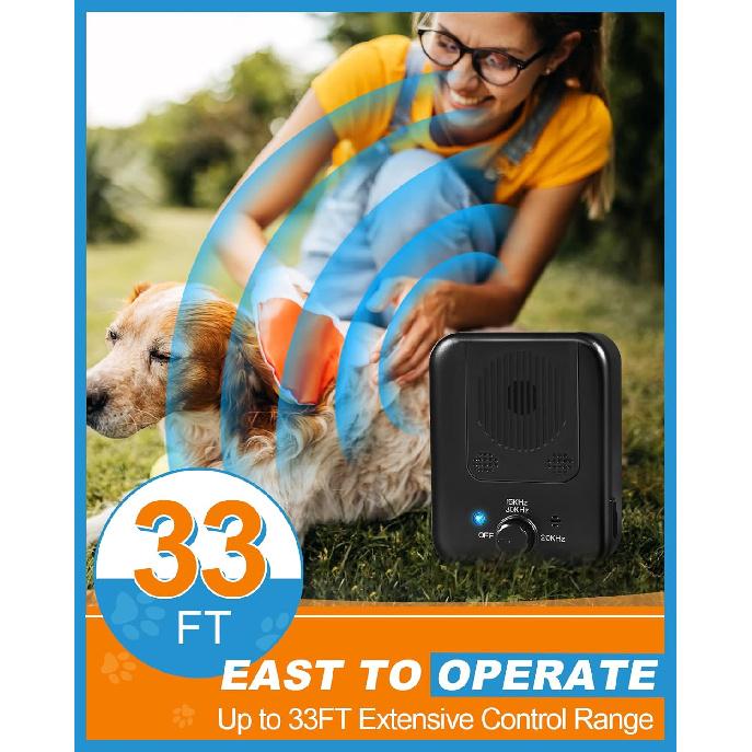 Anti Barking Device for Dogs, Ultrasonic Dog Barking Control Devices Up To 50 Ft Range with 3 Modes, Rechargeable Waterproof Bark Deterrent Box, Dog