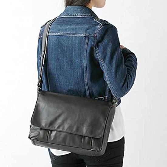 Doubles Crossbody Genuine Leather Shoulder A4 Black Men's Bag, Size, VWE-1926,