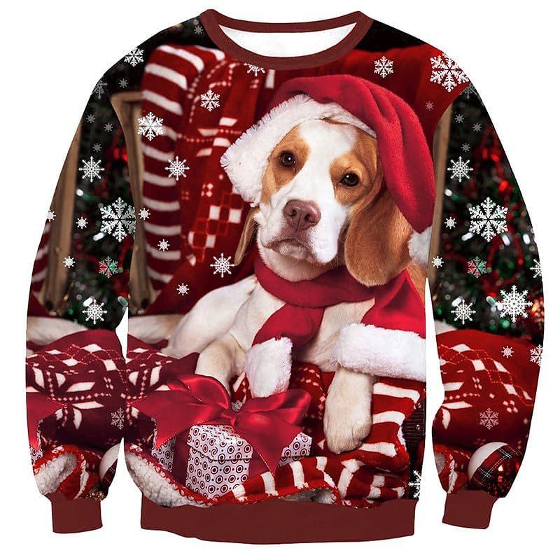 Autumn 3D Christmas Dog Printed Sweatshirts Fashionable Casual Sports Long Sleeved Men's and Women's Unisex Sweatshirts