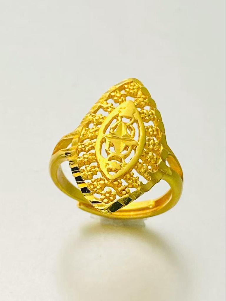 24K Gold Plated Adjustable Brass Ring - Personalized High-End Design