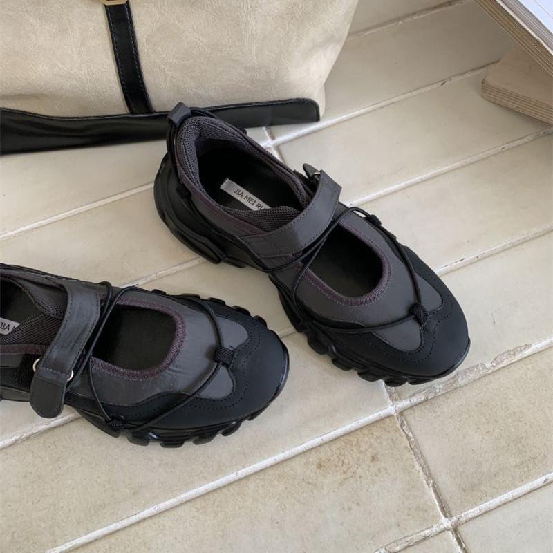 

Fashion IPPEUM Ballerina Sneaker Shoes For Women Round Toe Black Mary Janes 225 серый