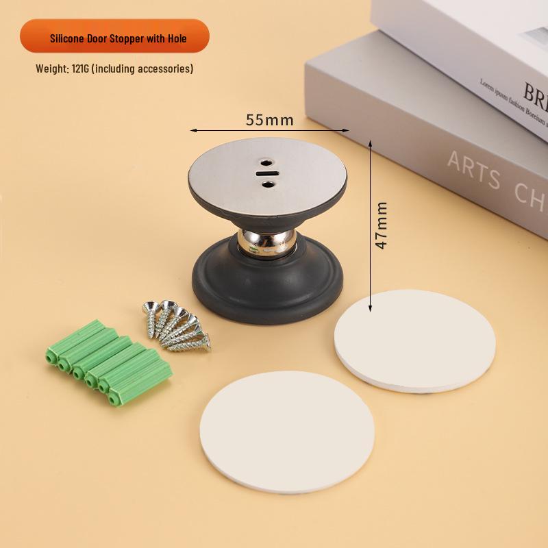 Magnetic Silicone Door Stopper: No-Drill, Anti-Collision Mini Stop for Wooden Bedroom Doors, Windproof Design.