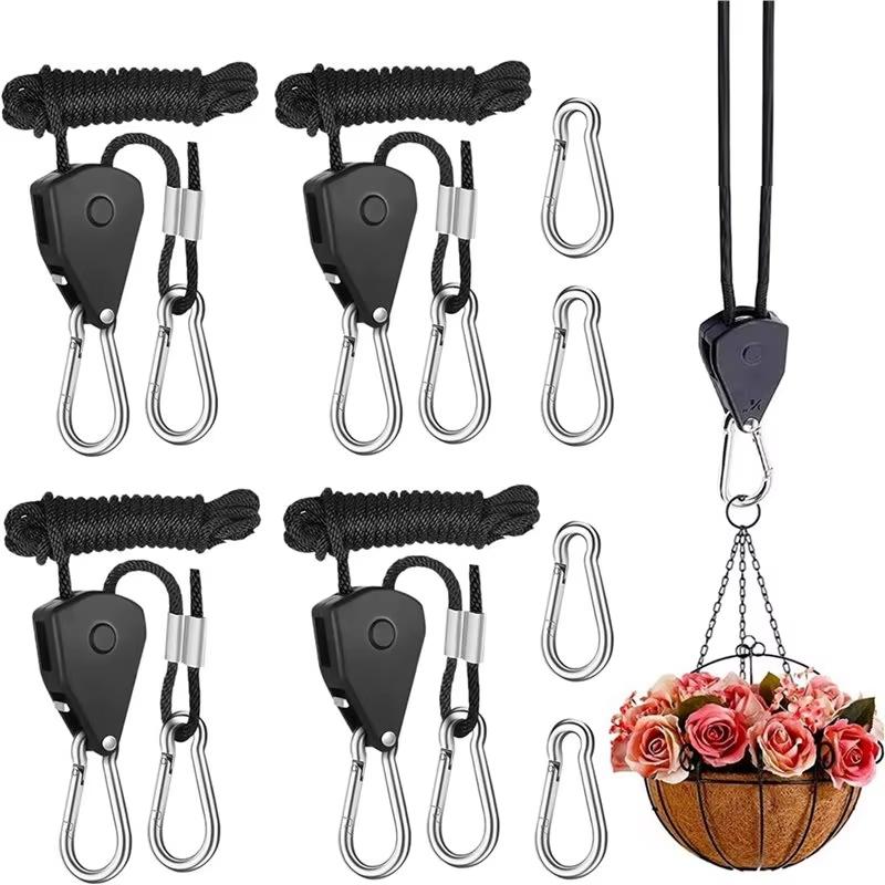Dış Mekan Metal Makaralı Işık Askı İpi Bitki Büyütme Işığı Askı İpi Çadır Ayarlanabilir İp Tokası