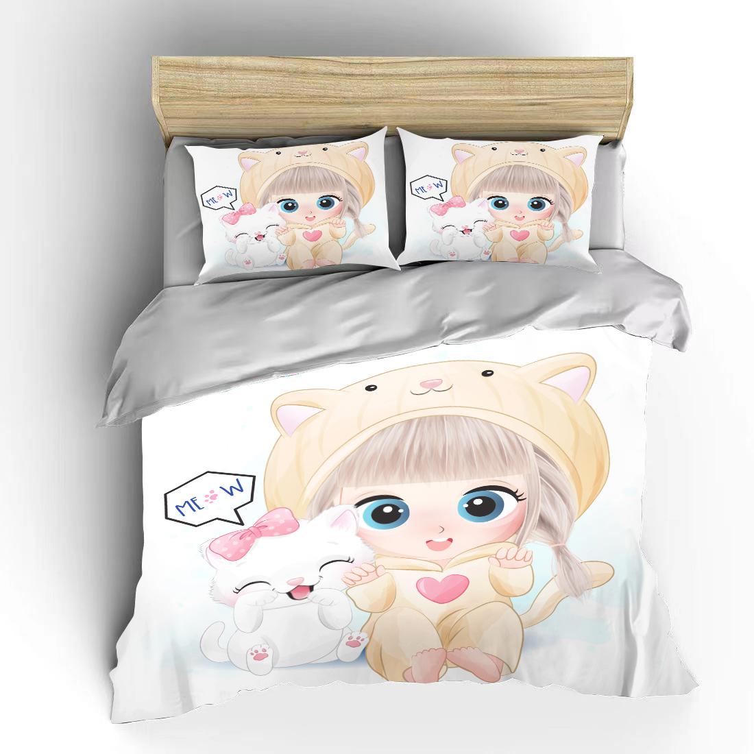 

Cartoon Girl Double Bed Duvet Cover Bed European Bedding Sets Home Textiles Luxury Pillow Cases Bedroom Bedding Sets EU single(135x200cm)