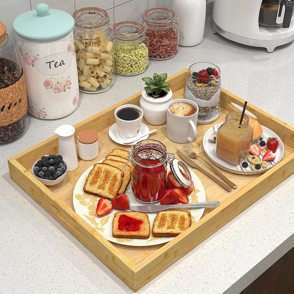 Rectangular Bamboo Tray Wooden Solid Color Fruit Snack Plates Stove Top Cover Cutting Board Multi-Purpose Kitchen Sink Cover