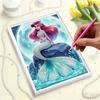 Gentle Pearl-Inlaid Little Mermaid Frameless Art | Moonlit Sea Rock Bg, Handmade 3D Pearl Craft, Ideal for Creamy, Ocean Home Decor