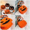 Message Bag PU Leather Halloween Pumpkin Bag Large Capacity Funny Pumpkin Shoulder Bag Bat Square Crossbody Bag Halloween