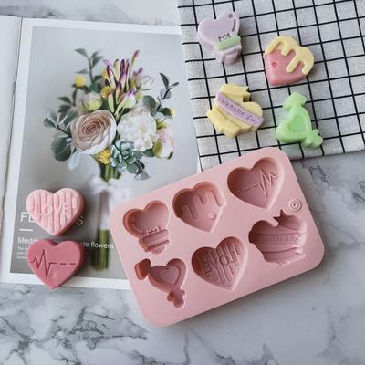 Silikonová forma na dort ve tvaru srdce DIY 6 dutin Forma na bonbóny na Valentýna na pečení