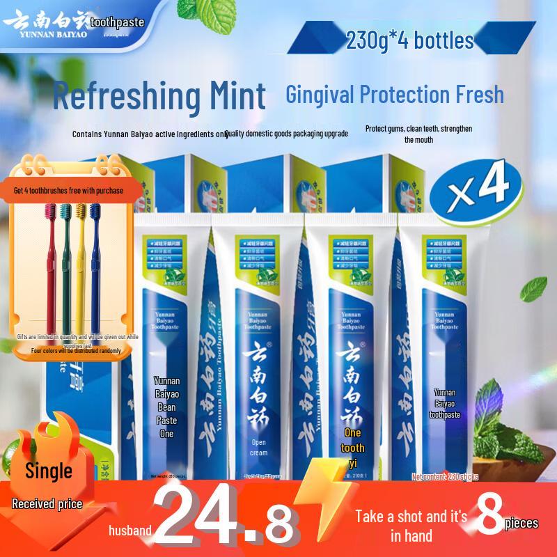 Yunnan Baiyao Classic Mint Toothpaste Family Pack