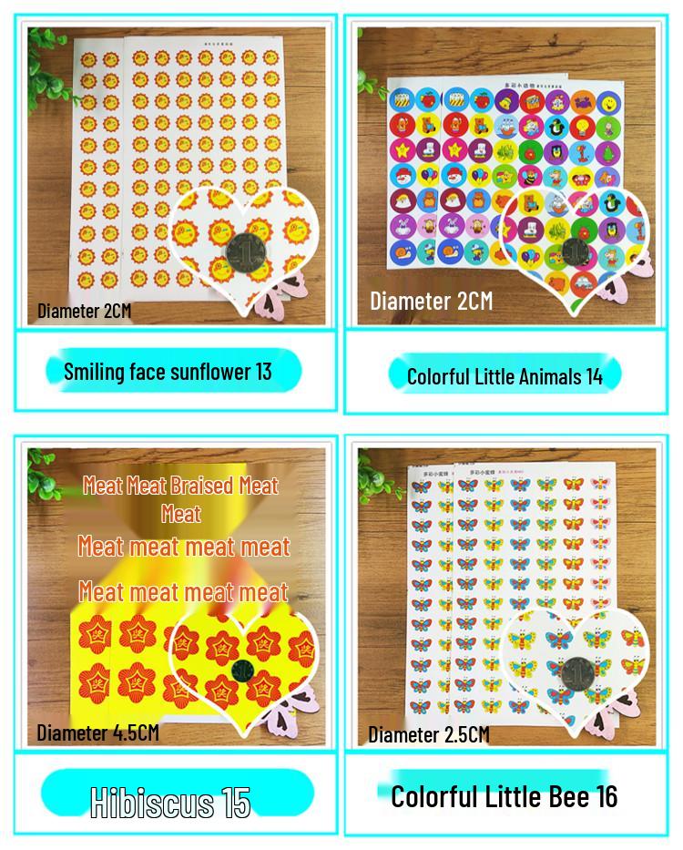 Kids' Reward Stickers: Smiley Faces, Red Stars & Cartoon Designs for Kindergarten Praise