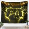 Flame Gaming Controller Tapestry, Black Background with Colorful Controller Pattern for Boys' Bedroom and Gamer Room Decor