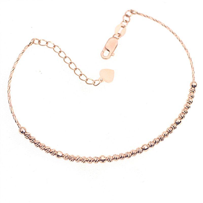 585 Purple Gold Plated 14K Rose Gold Simple Shiny Beaded Bracelet for Women Party Luxury Party Slender bangles jewelry