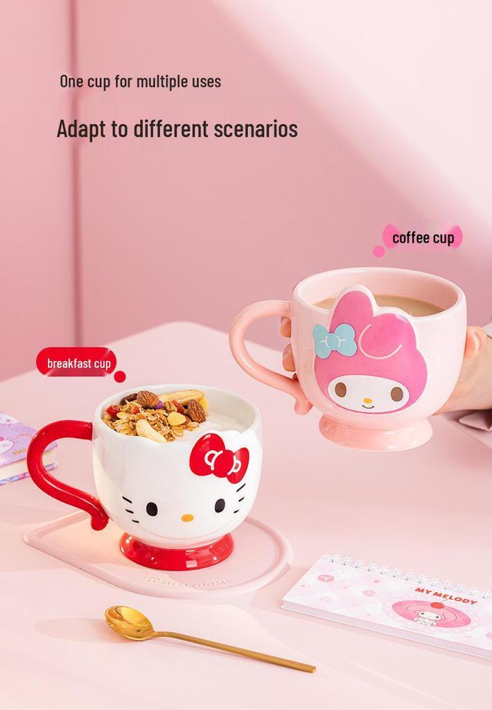 Sanrio Family Mug: Hello Kitty & My Melody 420ml, Ideal for Coffee & Milk.
