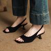 Fashion 2025 New Summer Women Sandals Kid Suede Leather Women Shoes Peep Toe Chunky Heel Concise Designer Sandals