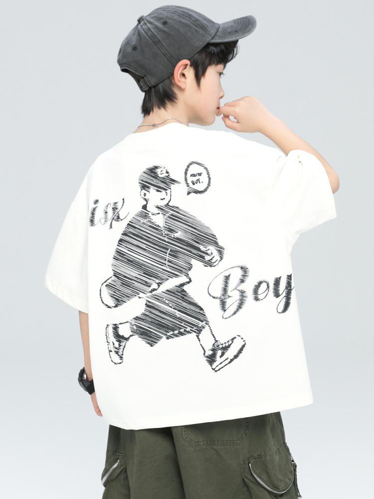 Boys' Short sleeved Thin T-shirt 2026 New Mid to Large Children's Summer Top Children's Quick drying Fried Street Summer Fashion T