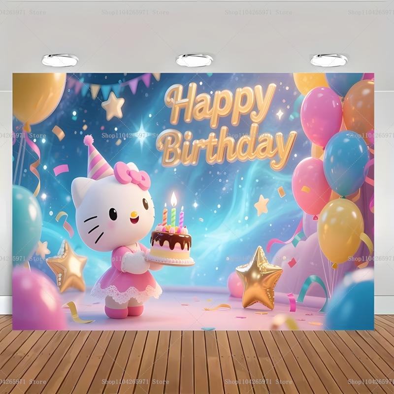Sanrio Hello Kitty Background Banner Melody Children's Birthday Party Decorations Photo Baby Baptism Photo Booth Props