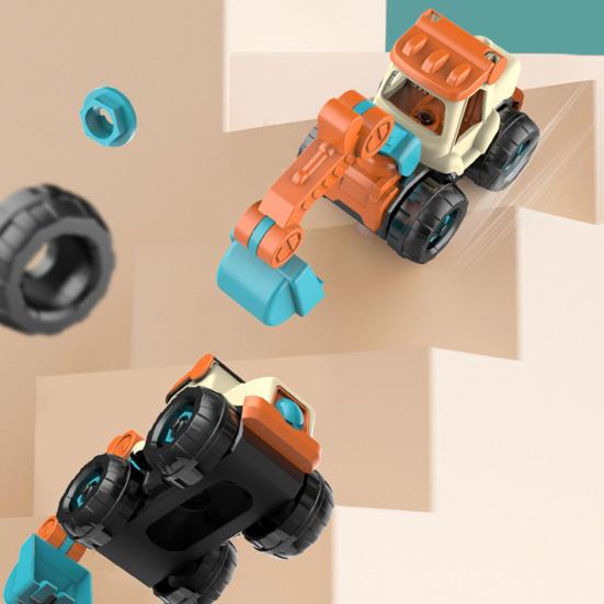 4Pcs/Set Engineering Vehicle Toy with Screwdriver Realistic Educational Detachable Assembly Construction Truck Kit for Children