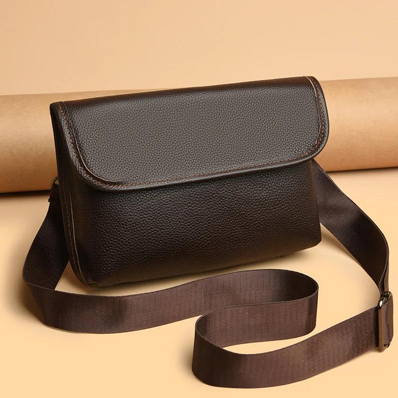 Shoulder Messenger Bags Men's Genuine Leather Daily Use Handbag Men's Cow Leather Fashion Purse