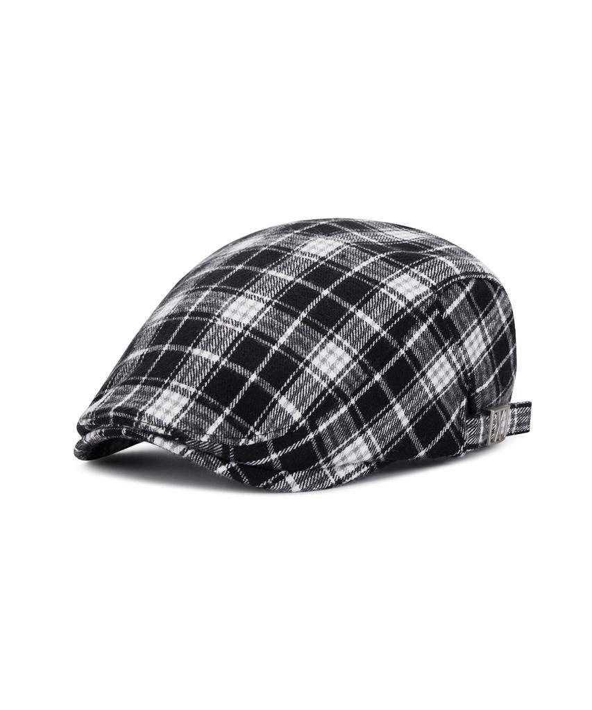 Bajal Va Square Belt Check Hunting Cap Black Check