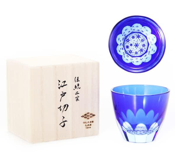 

A mysterious glass that reveals a pattern when you pour sake into Edo Kiriko Sand Kiriko Covered Glass Sake Made in GLASS-LAB YUKI - it. [Wooden