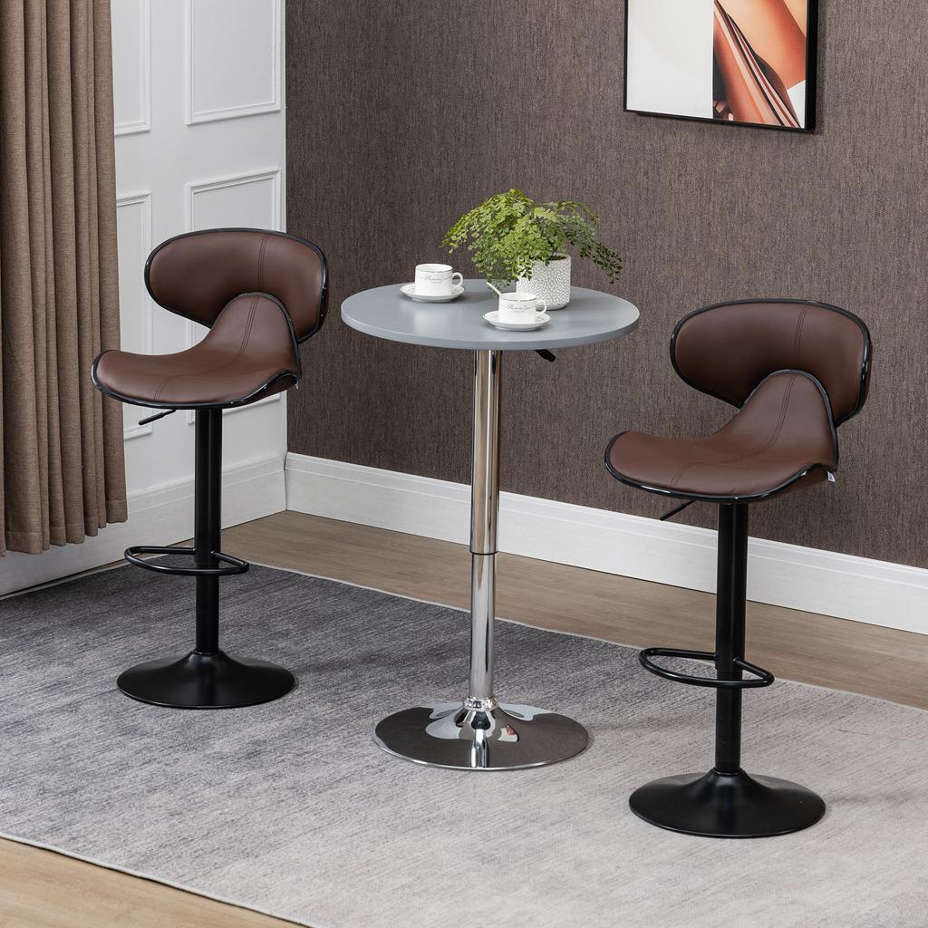 Adjustable Swivel Bar Stools Set Of 2 Barstools With Footrest And Backrest Steel Frame Gas Lift For Kitchen Counter