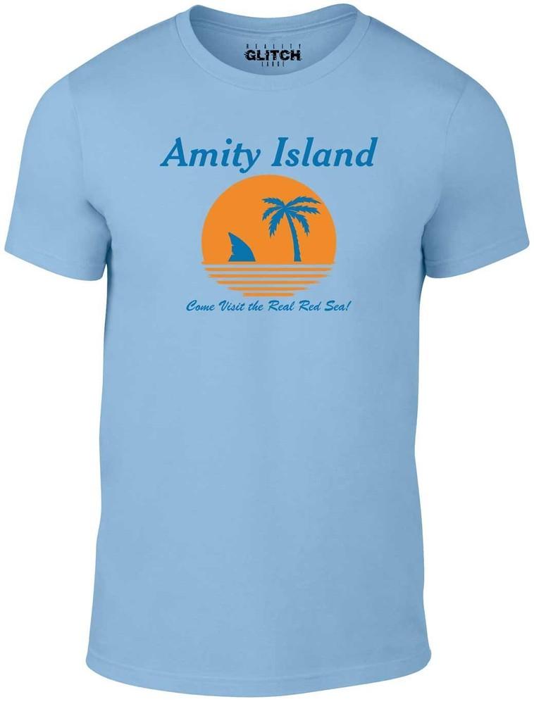 

Amity Island Men s T-Shirt - Jaws Shark Retro Film TV Joke gift 80 s funny M