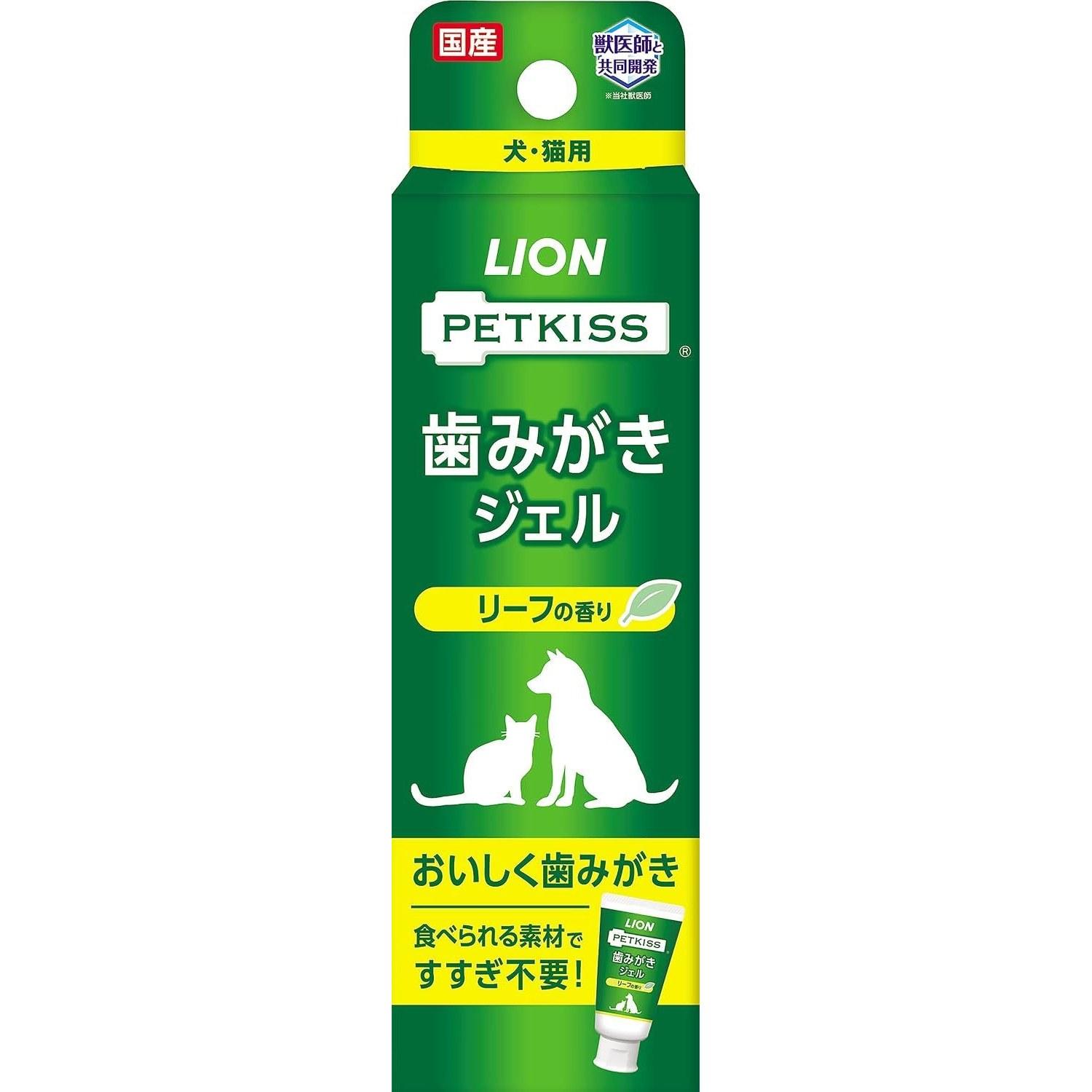 Lion PETKISS Toothbrush Gel Leaf Scent Dogs Cats 40g LIONPET