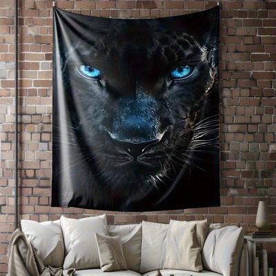 Black Panthers Facial Pattern Digital Printing Polyester Wall Tapestry Suitable for Use In Living Rooms Bedrooms Bars and Party