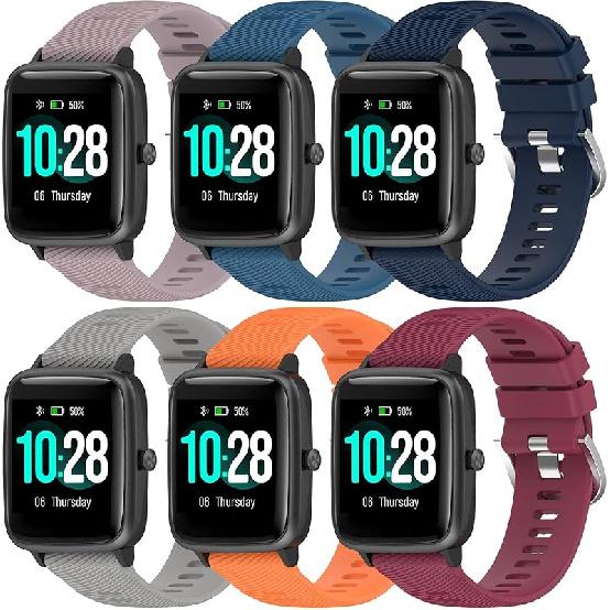 

FitTurn 6 шт. ремешки, совместимые со смарт-часами Cubitt CT2/CT2S, сменные ремешки с быстрой фиксацией, водонепроницаемые мягкие ремешки, моющиеся ремешки, браслеты SixColors-B