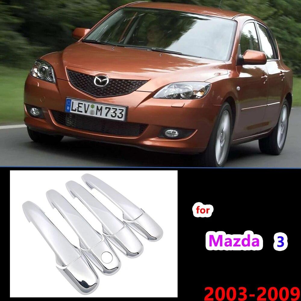 

Хромированный чехол с ручками для Mazda 3 Mazda3 BK Sedan Hatch 2003 ~ 2009, автомобильные аксессуары, автомобильные наклейки 2004, 2005, 2006, 2007, 2008, 1-го поколения