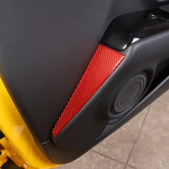 Red Carbon Fiber Door Speaker Horn Cover Trim Decor for Toyota Supra 19-22