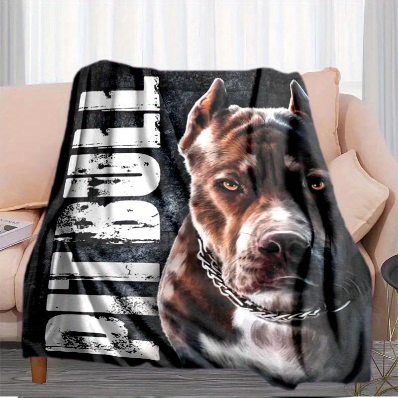 Bulldog Print Flannel Throw Blanket, Lightweight All-Season for Sofa Bed Office, Modern Design Dog Lover Gift, Hand Wash Only
