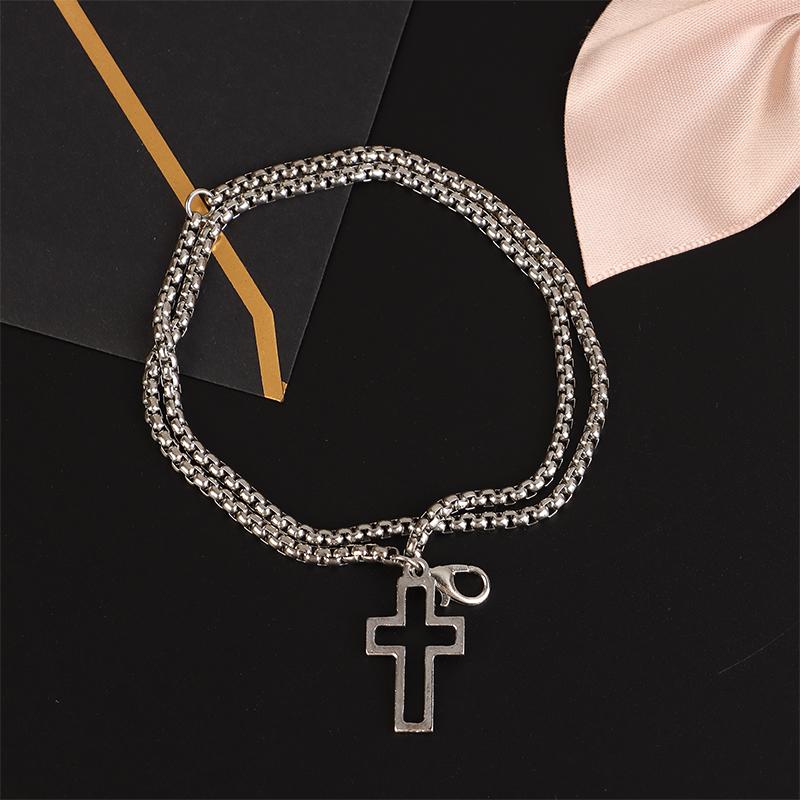 

Полый крест кулон двухслойный браслет хип-хоп крутые мужские аксессуары для рук юбилейная вечеринка ювелирные изделия подарки