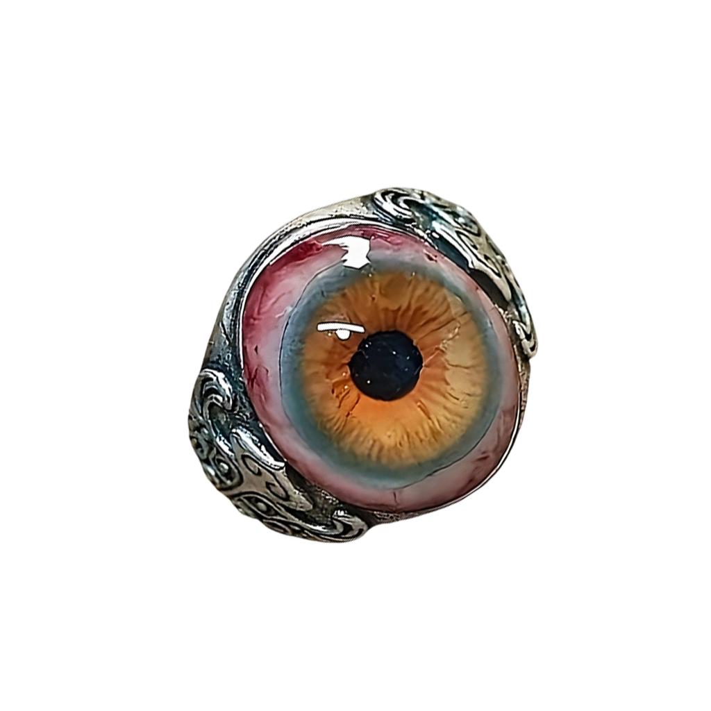 Horror Themed Eyeball Fashion Rings Vintage Gothic Jewelry For Women Men Unique Halloween Cosplay Costume Accessory
