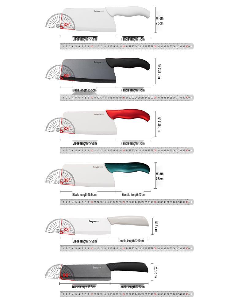 Beige Keramik-Hackmesser für Frauen – Großes, verdicktes, schärffreies Messer für Fleisch & Babynahrung.