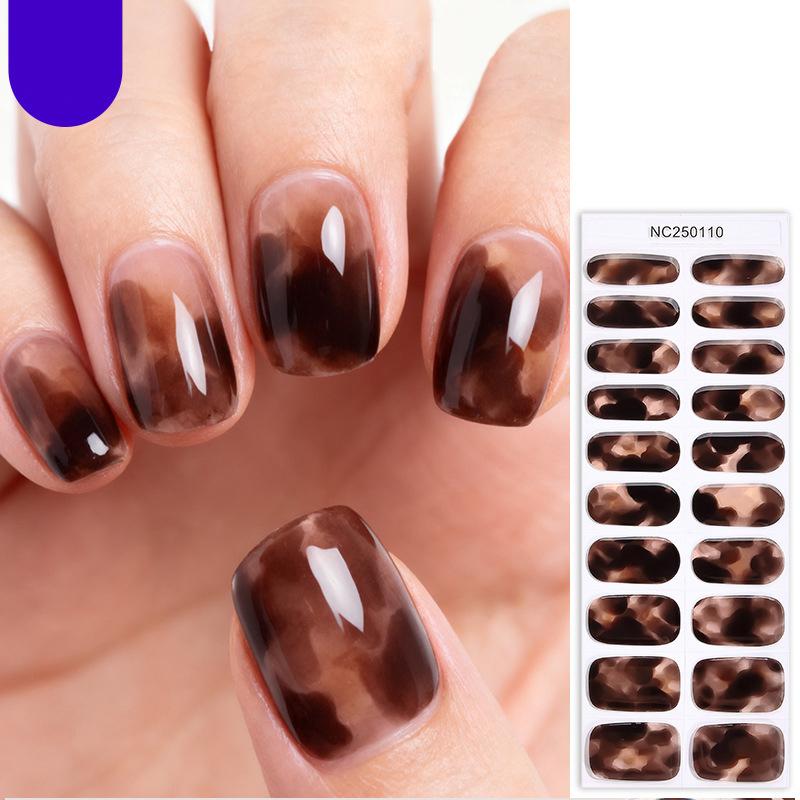 Best Seller New Leopard Print Semi-Cured Gel Nail Stickers French-style Gel UV Nail Stickers