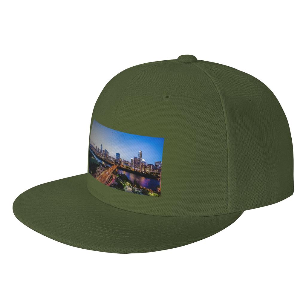 Fashion Austin  Texas  City Skyline  City Lights Flat Brim Sun Hat  Cycling Summer Hat