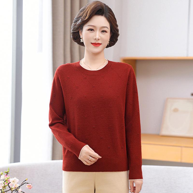 

Mom s Stylish Plus Size Knit Sweater for Middle-aged Women - 2026 Autumn Collection 4XL (suggested 165-180 lbs)