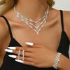 Mode Strass Voll Diamant Halskette Ohrringe Armband Set Voll Diamant Krallenkette Strass Dreiteiliges Set