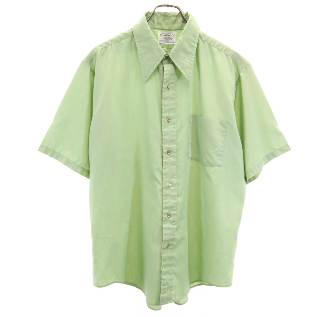 TOWNCRAFT 70s Vintage Short Sleeve Shirt Yellowish Green PENNEYS Men's Used