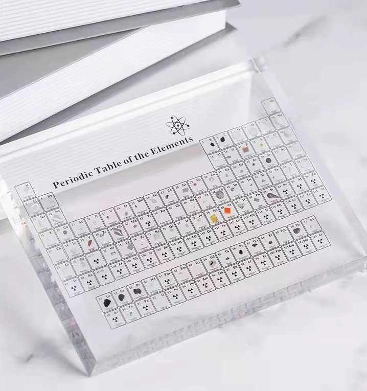 Hicello Periodic Table - Acrylic, Transparent, Made of Acrylic Glass, with Embedded Elements, Creates a Floating Effect, for Chemistry Study, Element