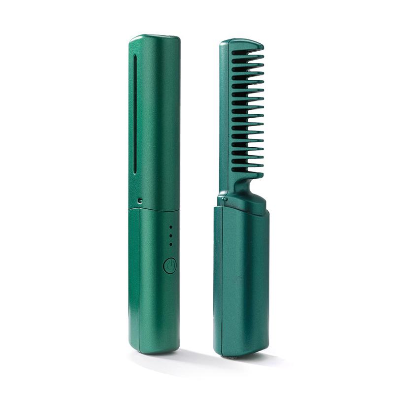 2-in-1 Mini Kabelloser Kamm für Glätteisen Lockenstab Temperatur einstellbar Negativ-Ionen Glättungs-Locken-Styling-Tool