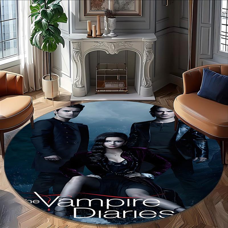 1pc The Vampire Diaries4 Print Round Carpet Chair Round Carpet Suitable for Bedroom Living Room Home Decorative Carpet