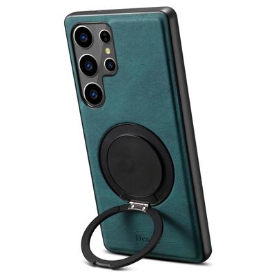 DENIOR A14 Pro Samsung Galaxy S24 Ultra Magnetické pouzdro Otočný stojánek Kožené PC TPU Kryt na telefon