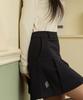 SELITIO Women'S Basic Logo Asymmetrical Pleated Skirt Navy