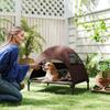 Outdoor Dog Bed with Roof, Elevated Dog Bed for Medium-Sized Dogs, 76 X 61 X 71cm, Coffee