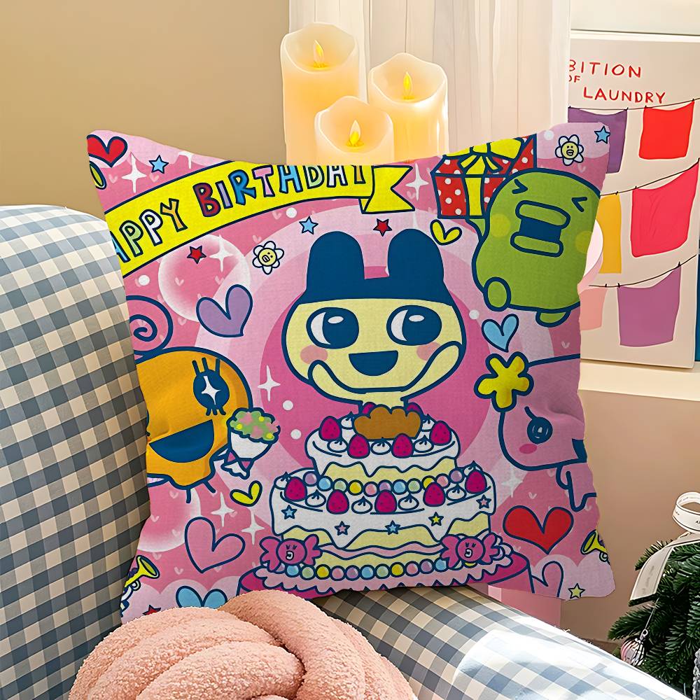 Подушка-чехол Tamagotchi Cut Friend для спальни, комнаты и дивана в гостиной, декоративная наволочка Peach skin 18*18(CM)-1Pcs