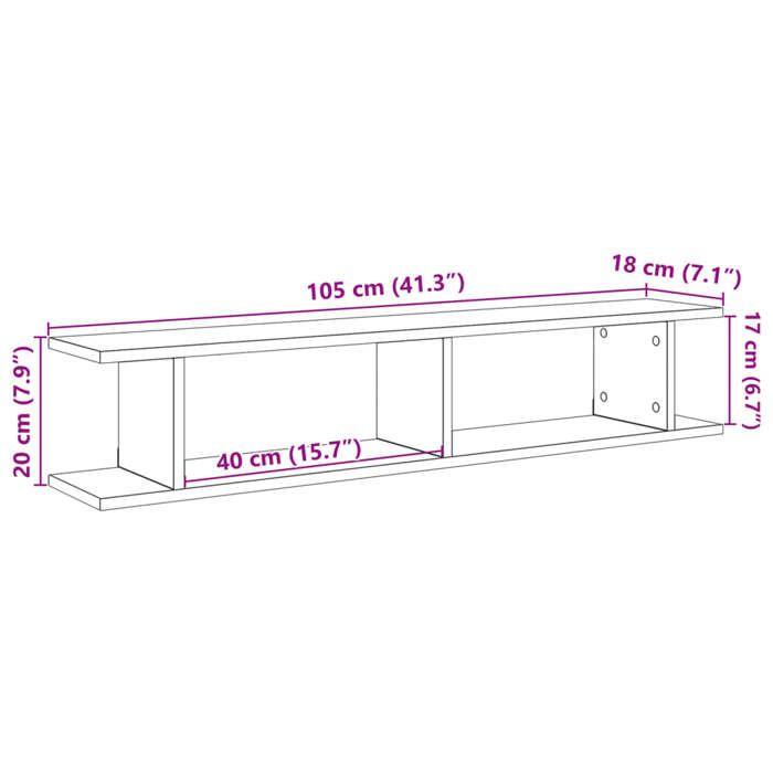 VidaXL Étagères murales 2 pcs vieux bois 105x18x20cm bois d'ingénierie, étagère flottante, étagère de buanderie, étagère 856602